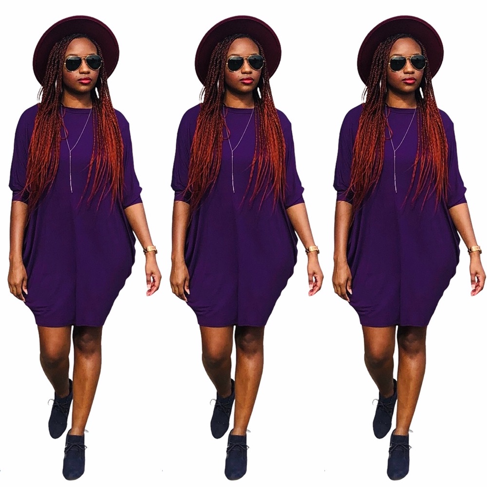 Purple midi dress